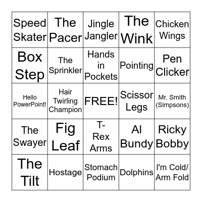 Body Language Bingo Card