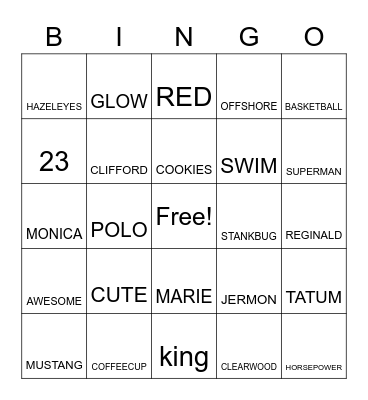 RED'S BINGO Card