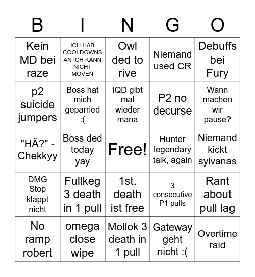 Sylvie Bingo Card