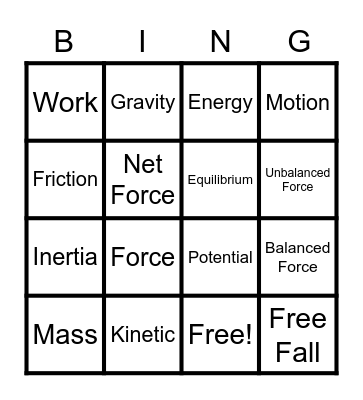 Physics Bingo Card