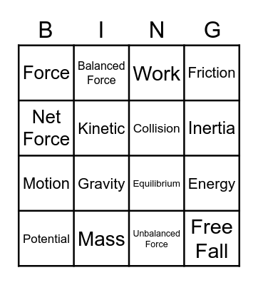 Physics Bingo Card