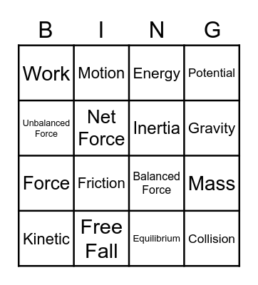 Physics Bingo Card