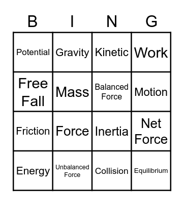 Physics Bingo Card
