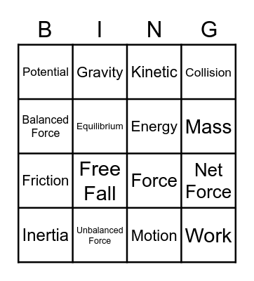 Physics Bingo Card