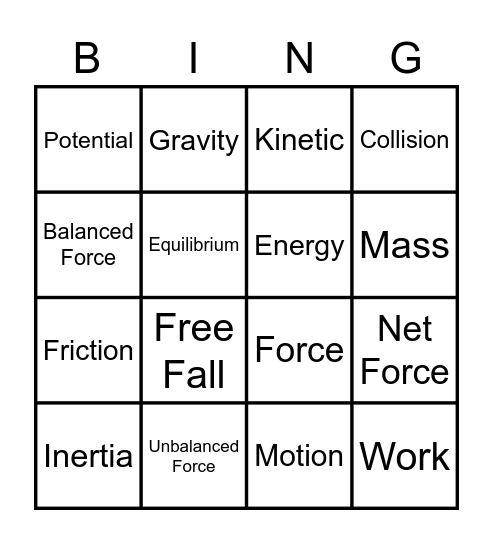 Physics Bingo Card