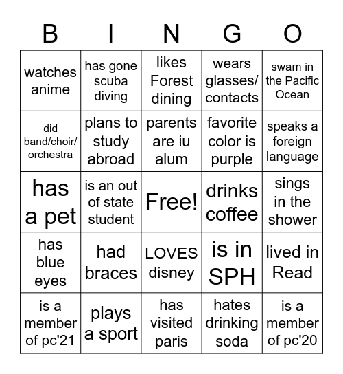 House Meeting Bingo Card