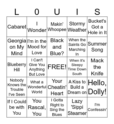The Wonderful World of Louis Armstrong  Bingo Card