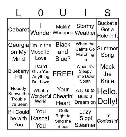 The Wonderful World of Louis Armstrong  Bingo Card