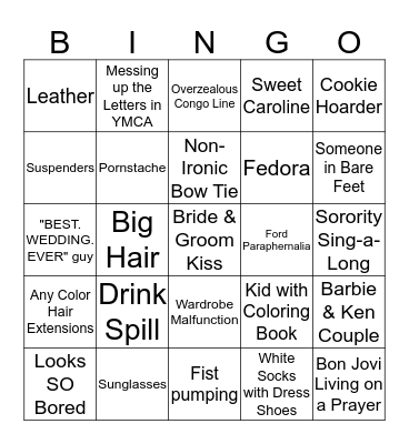 WEDDING BINGO! Bingo Card