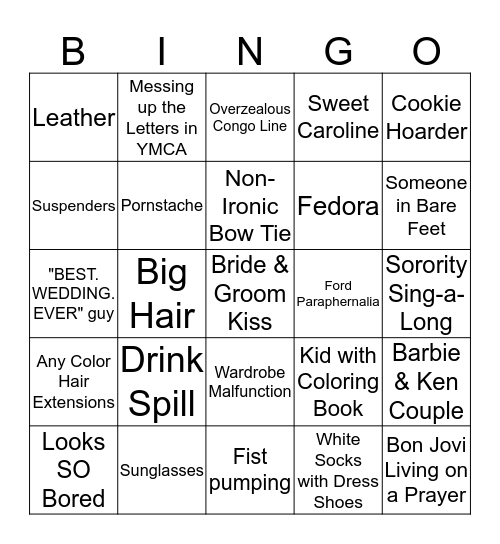 WEDDING BINGO! Bingo Card