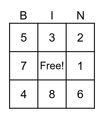 Number Bingo Card