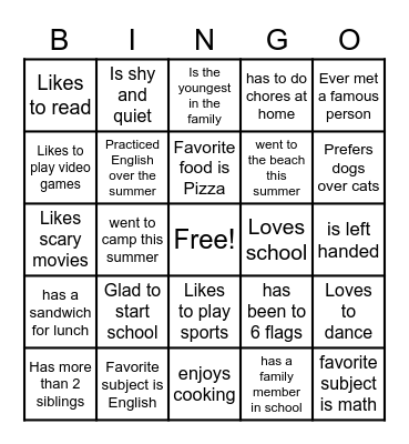 Teacher Karen´s Bingo Card