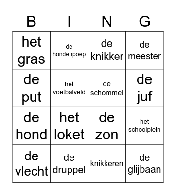 Woorden bingo Card