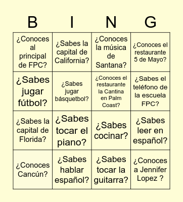 SABER VS CONOCER PREGUNTAS Bingo Card