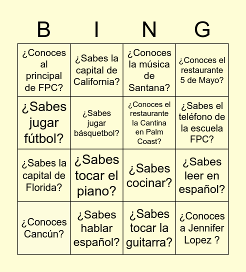 SABER VS CONOCER PREGUNTAS Bingo Card
