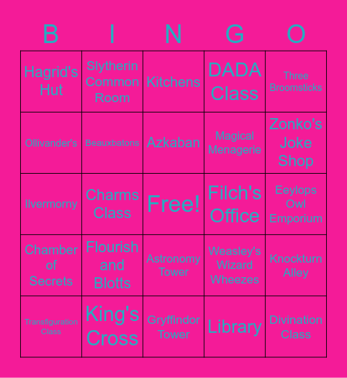 Golden BINGO-Locations Bingo Card