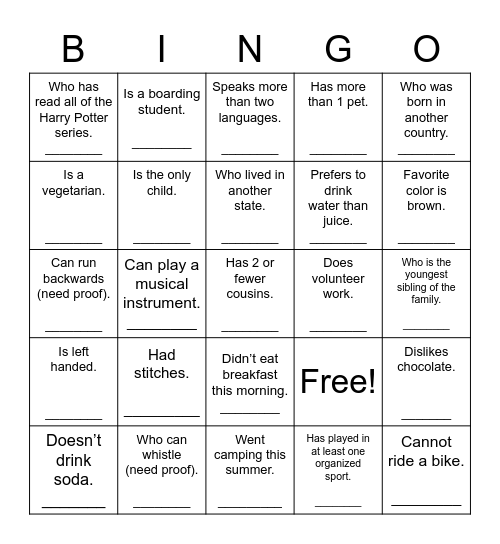 Find Someone Who... Bingo Card