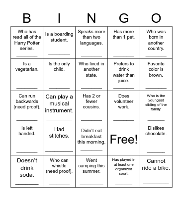 Find Someone Who... Bingo Card