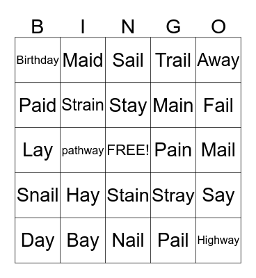 Ai, Ay bingo Card