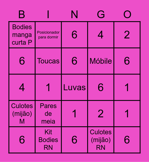 Bingo da Maria Flor Bingo Card