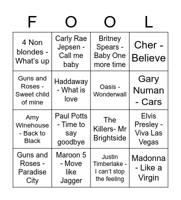 Professor and The Fool Bingo Card