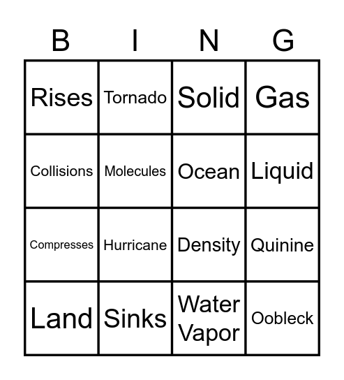 Tuesday's Bingo Card
