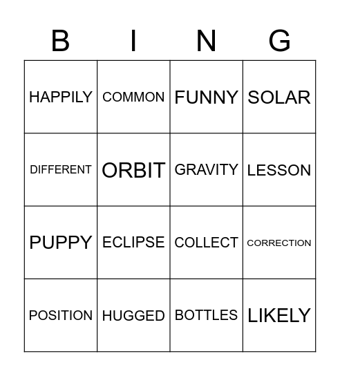 BINGO WEEK 7 SPELLING TERM 3 Bingo Card