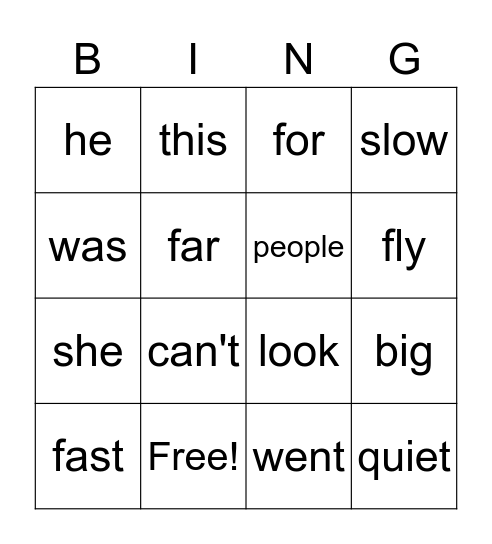 Cathy's Vocab Bingo Card