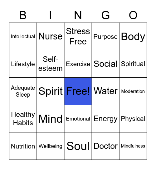 Minding Your Health Bingo Card