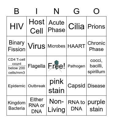 Viruses, Bacteria, and Protists Bingo Card