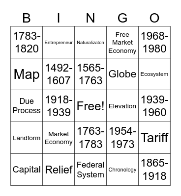 Vocabulary Bingo Card