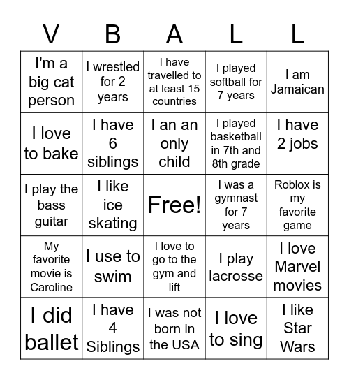 UD Volleyball Bingo Card
