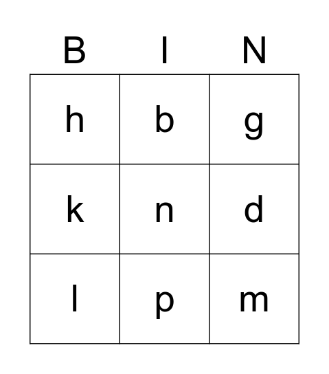 Pinyin 1 Bingo Card