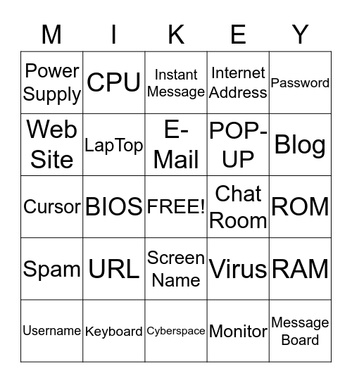 computer Bingo Card