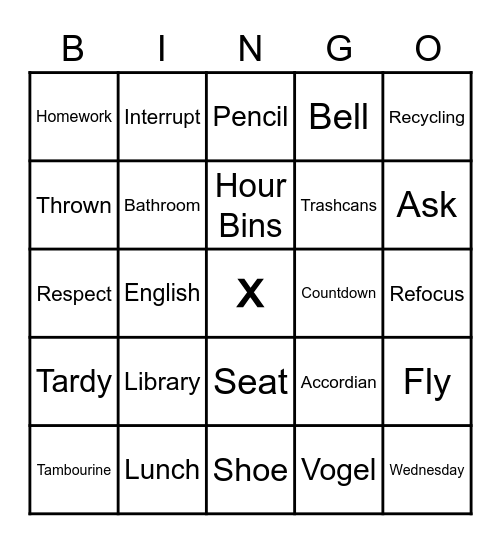 Mrs. Vogel's Classroom Tour Bingo Card