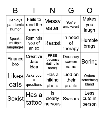 Dating Bingo Card