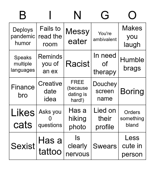 Dating Bingo Card