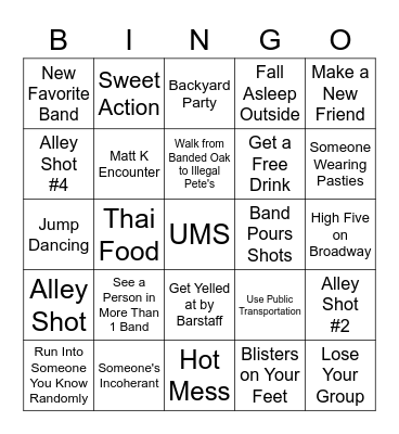 Alley Shots Bingo UMS 2021 Bingo Card