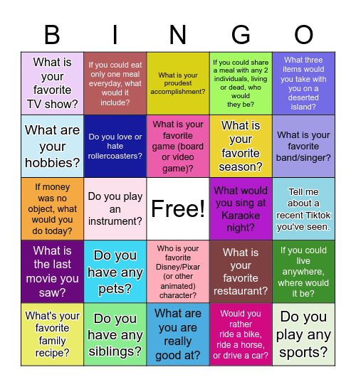 Get to Know You BINGO Card