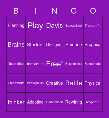 7th Grade Elective - 1st Quarter Bingo Card