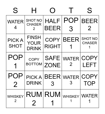 DRUNK BINGO Card