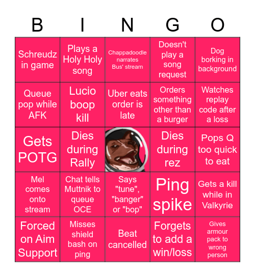 Muttnik Stream Bingo Card