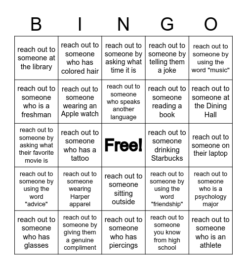 Reach Out To Someone... Bingo Card