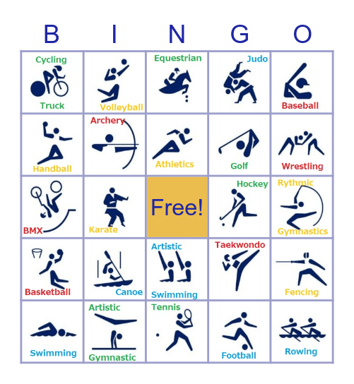OLYMPIC SPORTS Bingo Card