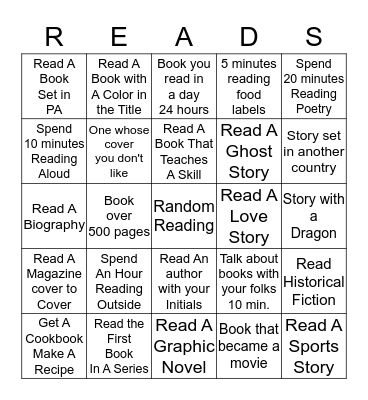 Spend Some Time With A Book Bingo Card