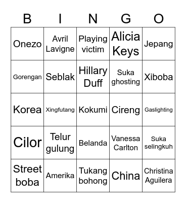 Krystal Bingo Card