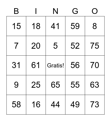 Repaso-numeros 1-100 Bingo Card