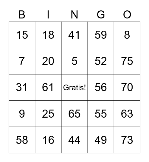 Repaso-numeros 1-100 Bingo Card