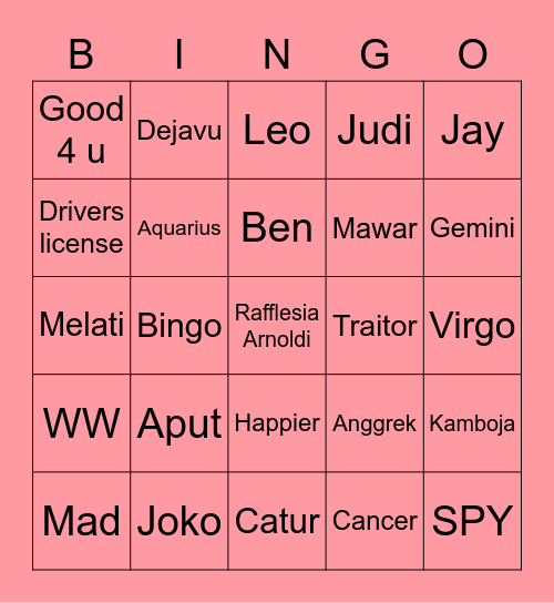 bingonya bianca Bingo Card