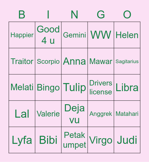 Lyfa Bingo Card